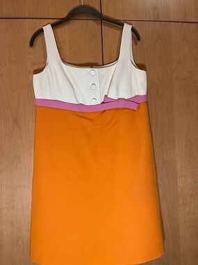 Valentino Pink and Orange Colorblock Sleeveless Dress